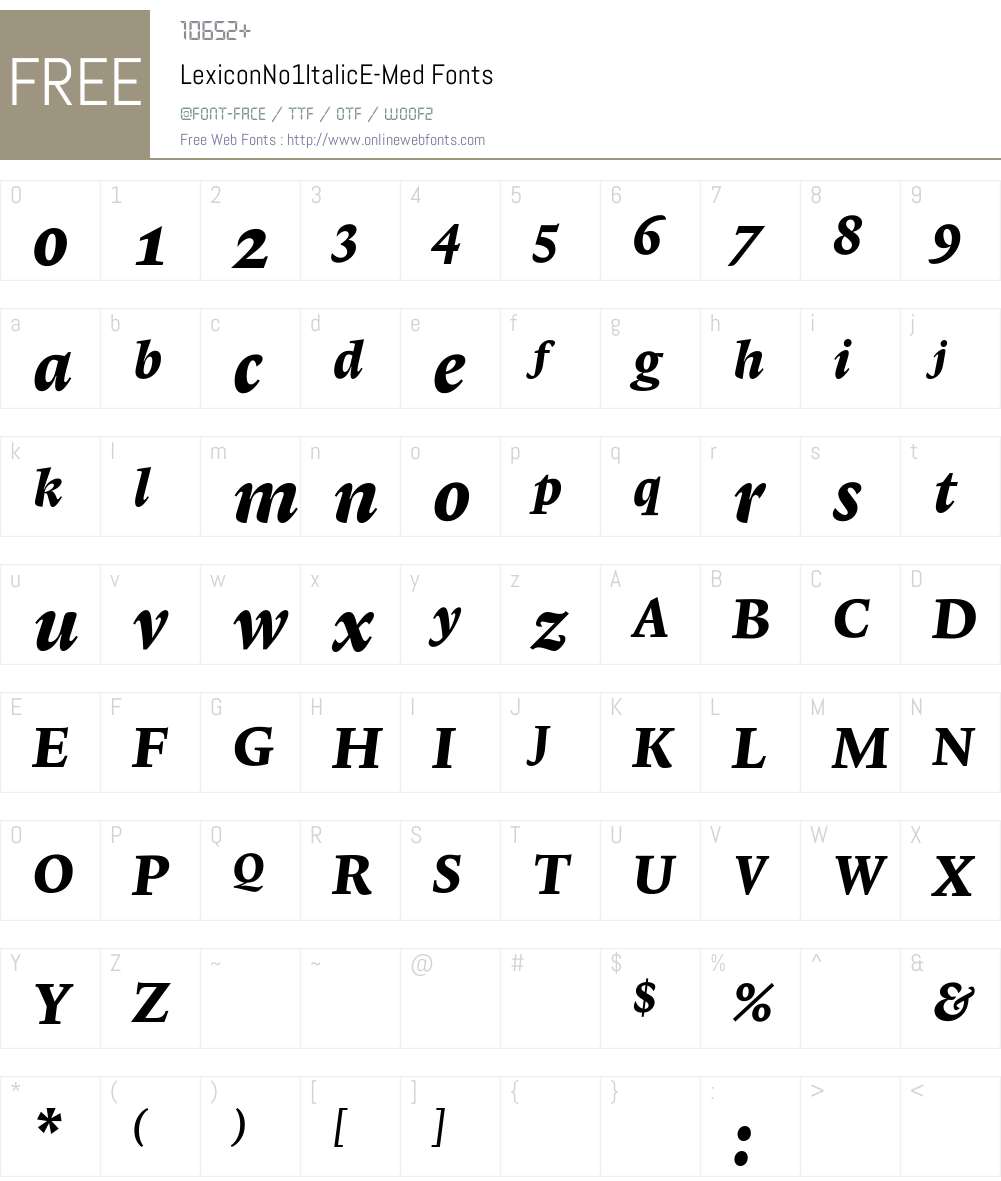 LexiconNo1ItalicE Font Screenshots