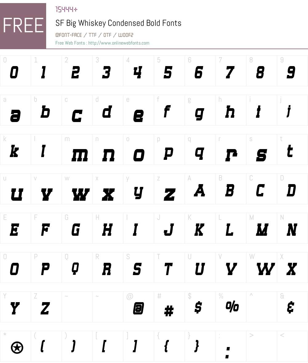 SF Big Whiskey Condensed Font Screenshots