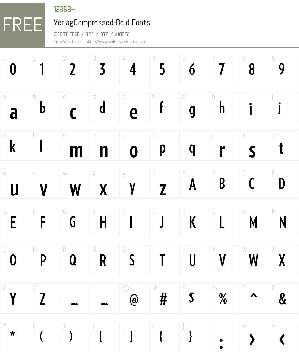 Verlag Compressed Bold Font Screenshots