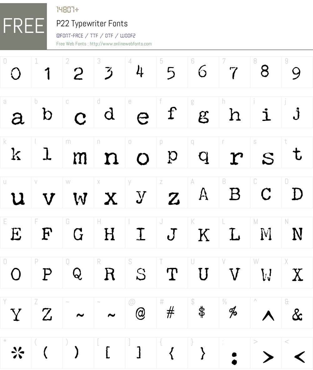 P22 Typewriter Font Screenshots