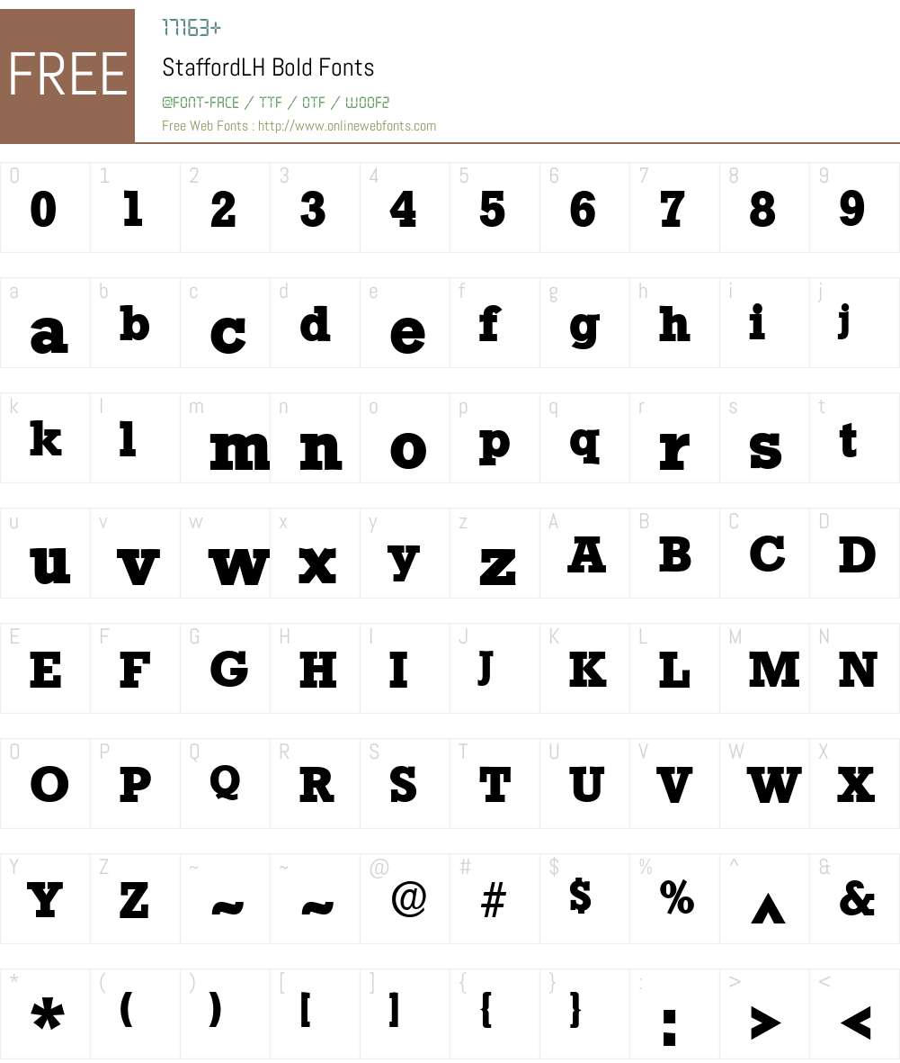 StaffordLH Font Screenshots