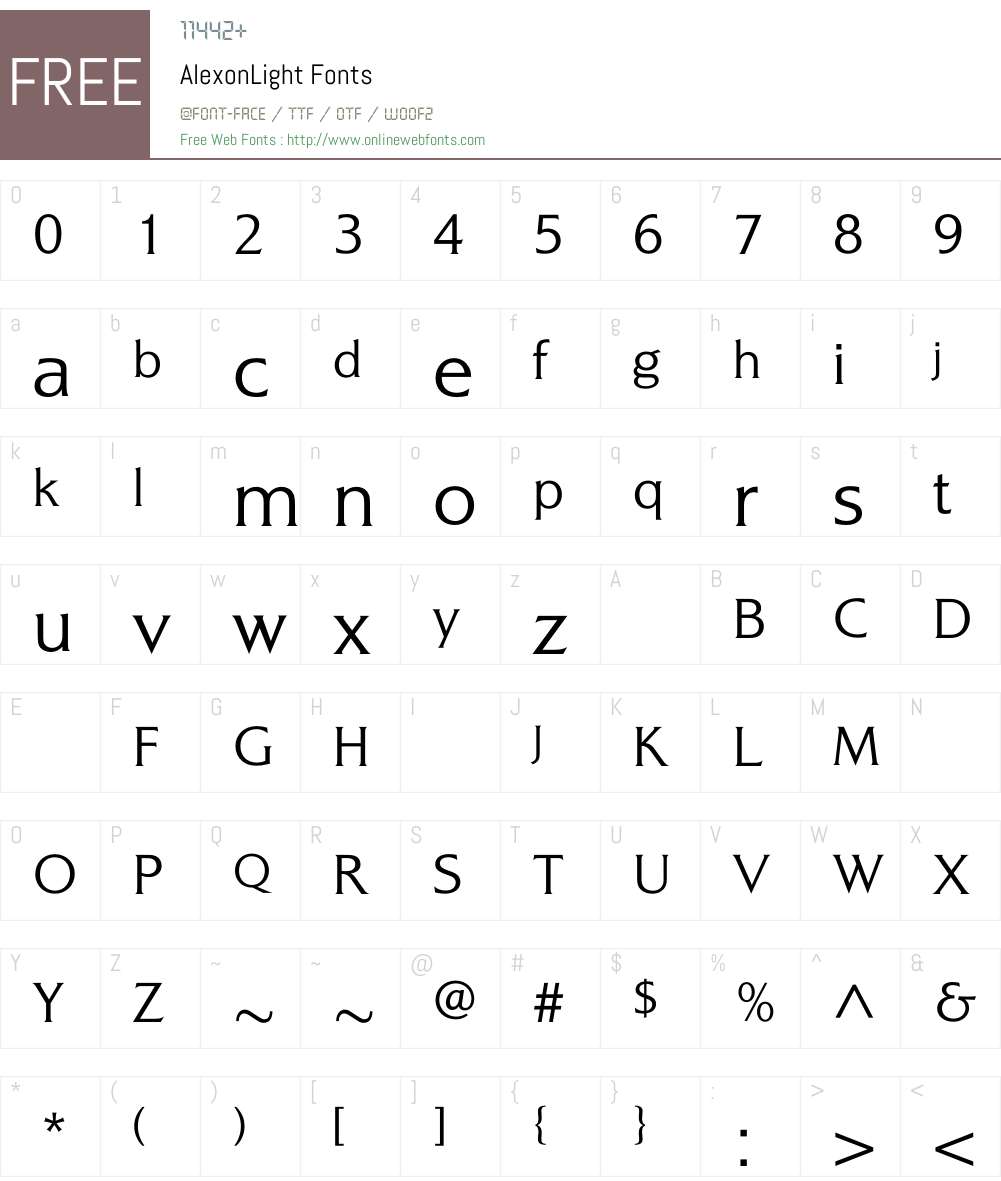 AlexonLight Font Screenshots