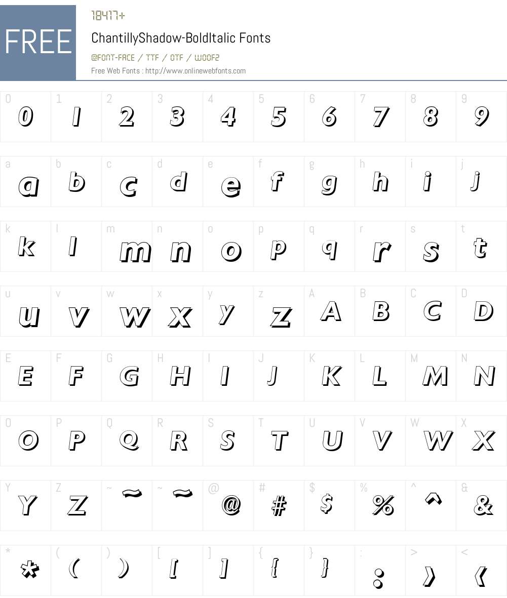 ChantillyShadow Font Screenshots