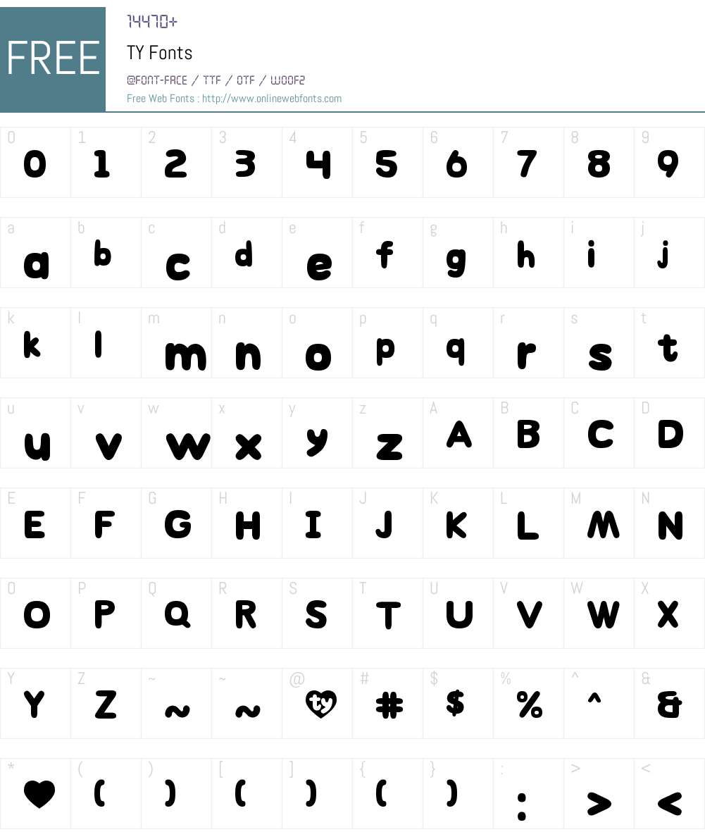 TY Font Screenshots