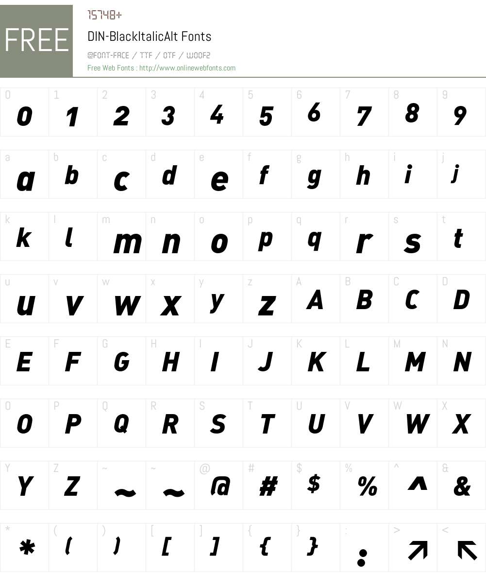 DIN-BlackItalicAlt Font Screenshots