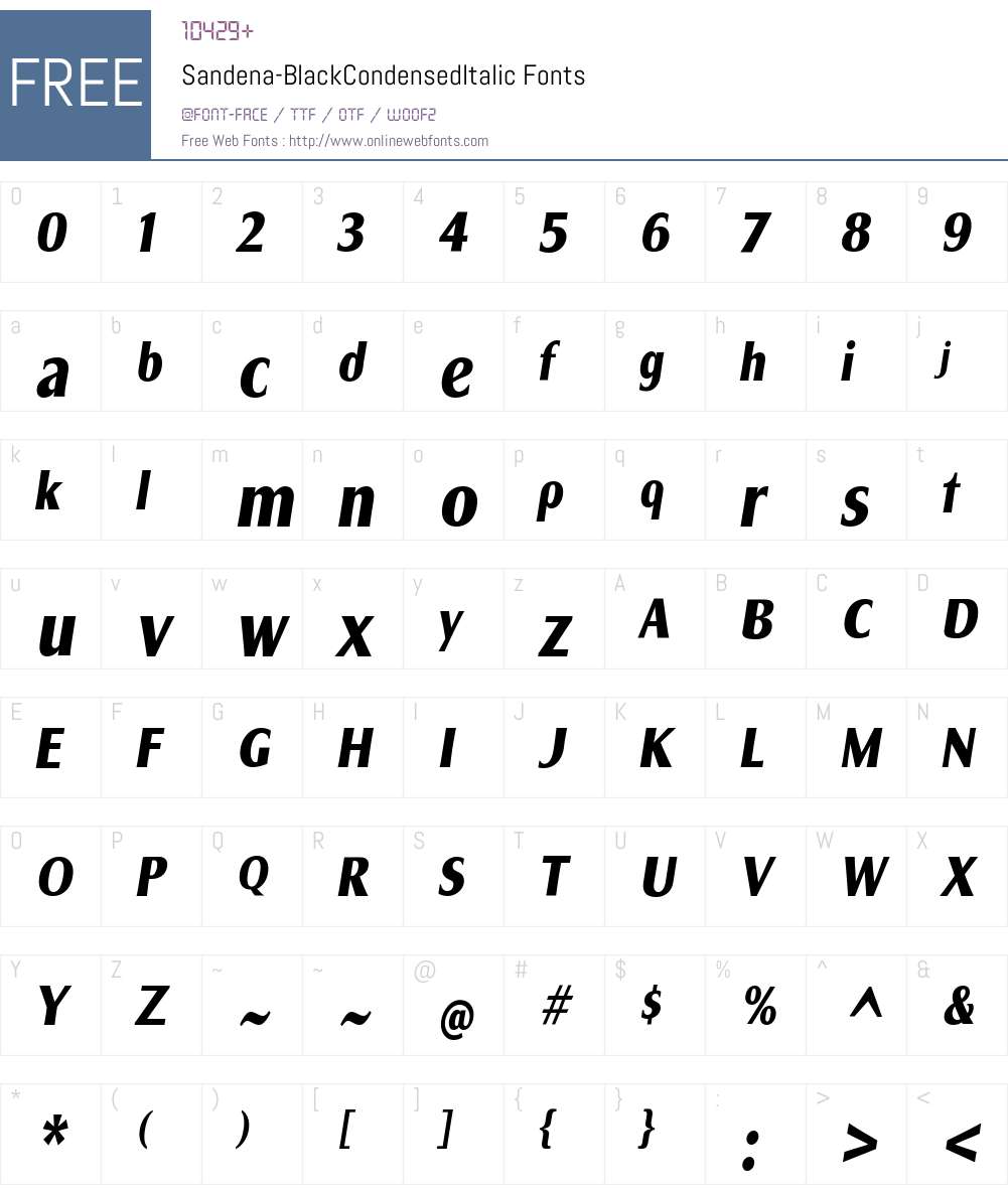 Sandena Black Cond Italic Font Screenshots