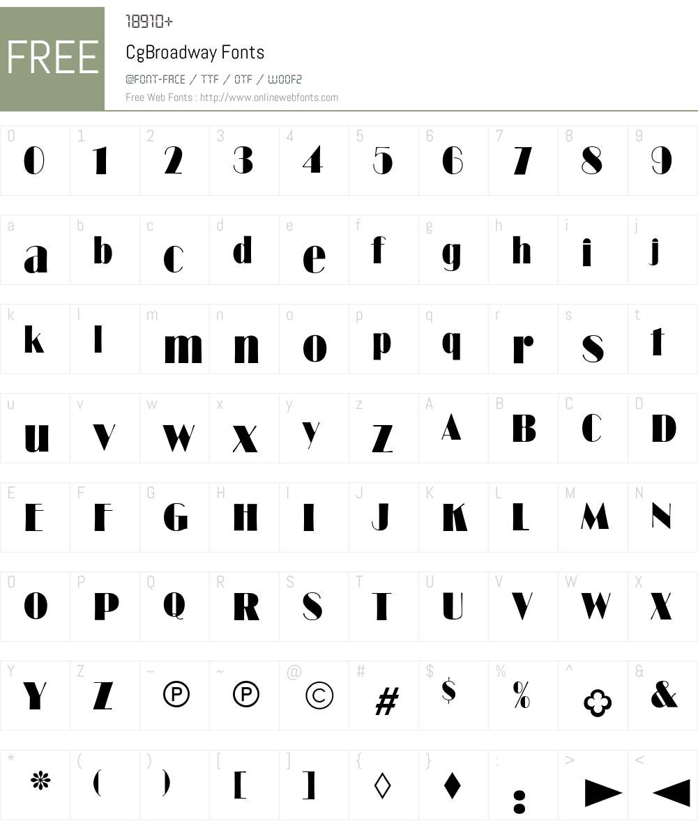 CgBroadway Font Screenshots