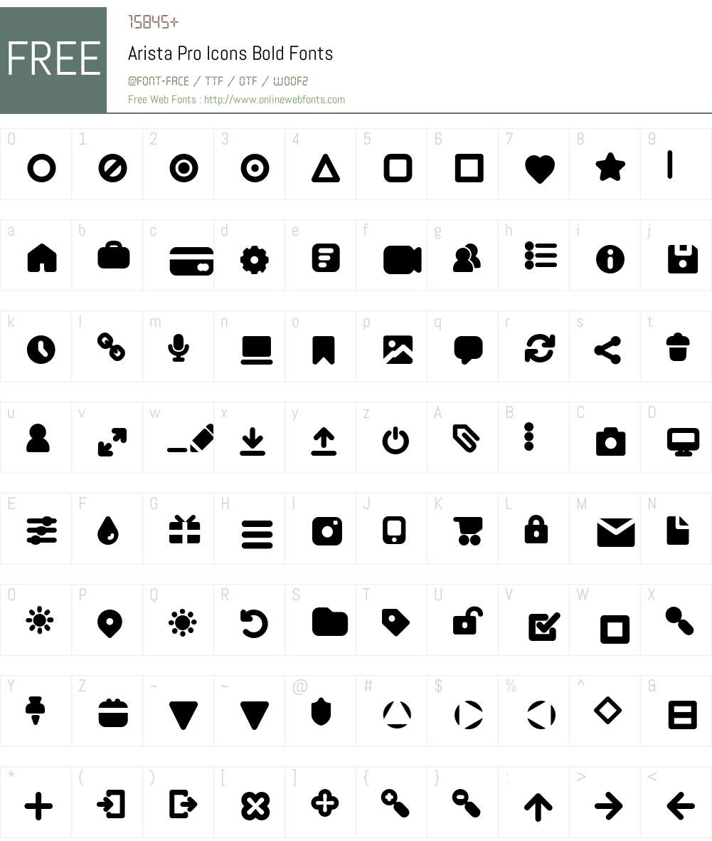 Arista Pro Icons Bold 1.000 Fonts Free Download - OnlineWebFonts.COM