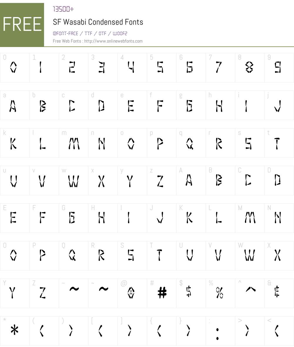 SF Wasabi Condensed Font Screenshots