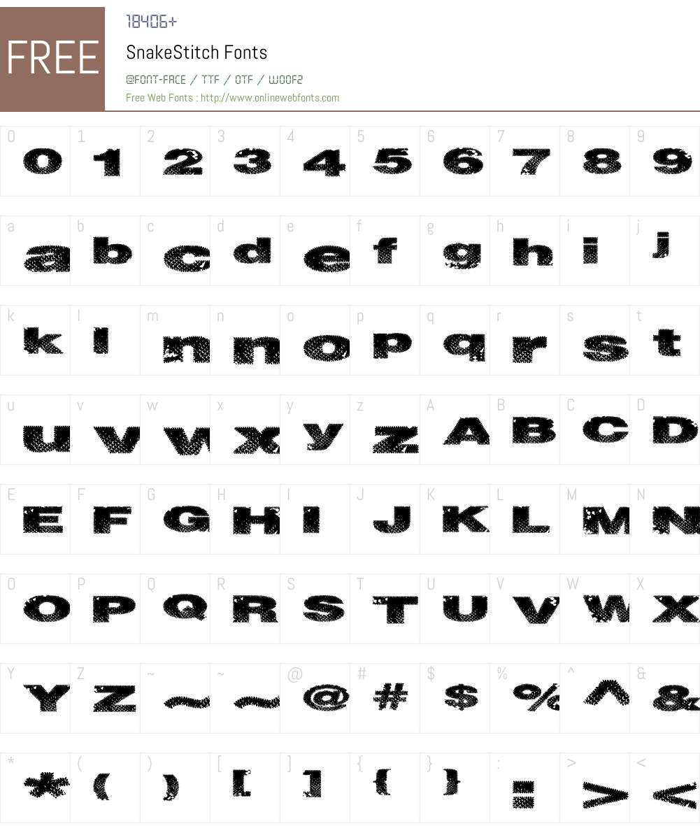 SnakeStitch Font Screenshots