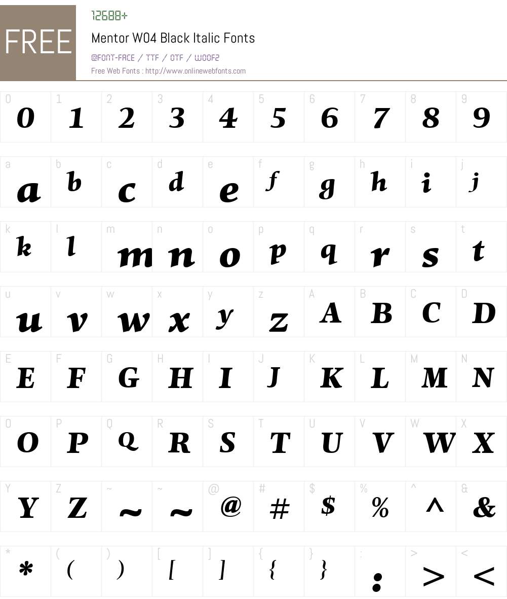 Mentor Font Screenshots