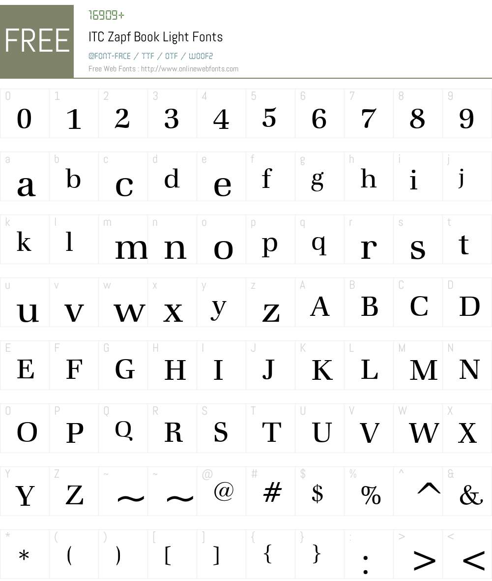 ITC Zapf Book Font Screenshots