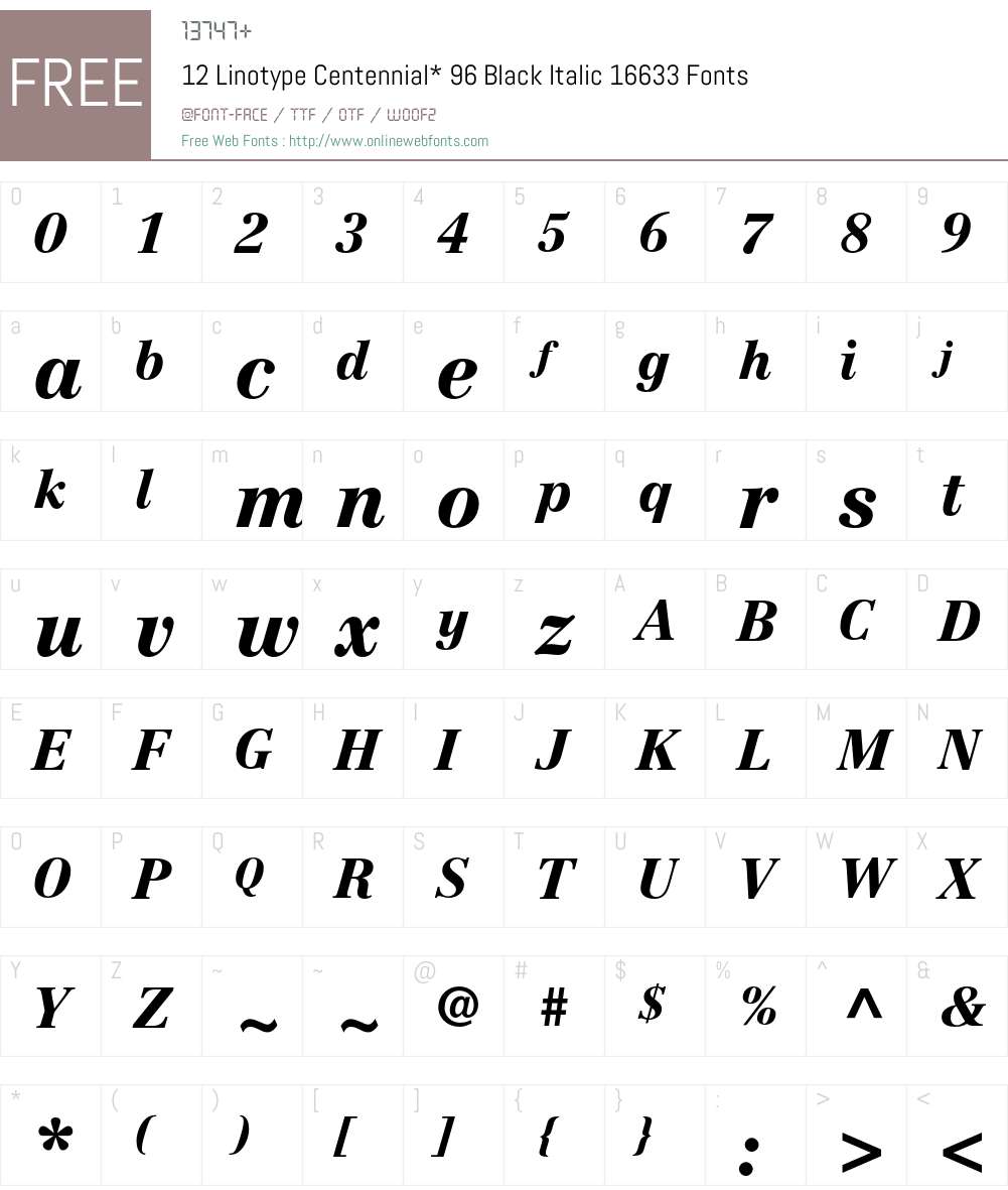 Centennial Font Screenshots