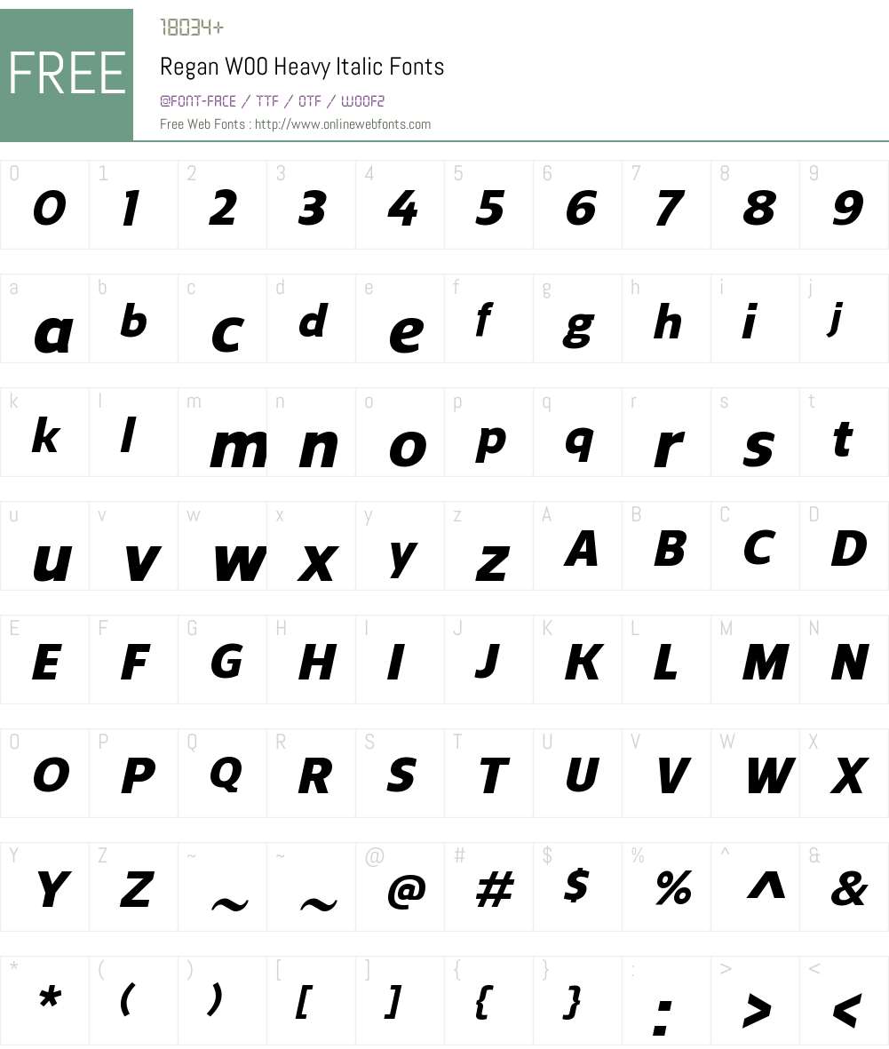 ReganW00-HeavyItalic Font Screenshots