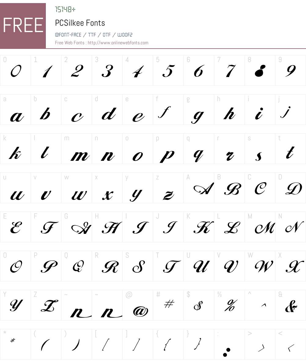 PCSilkee Font Screenshots
