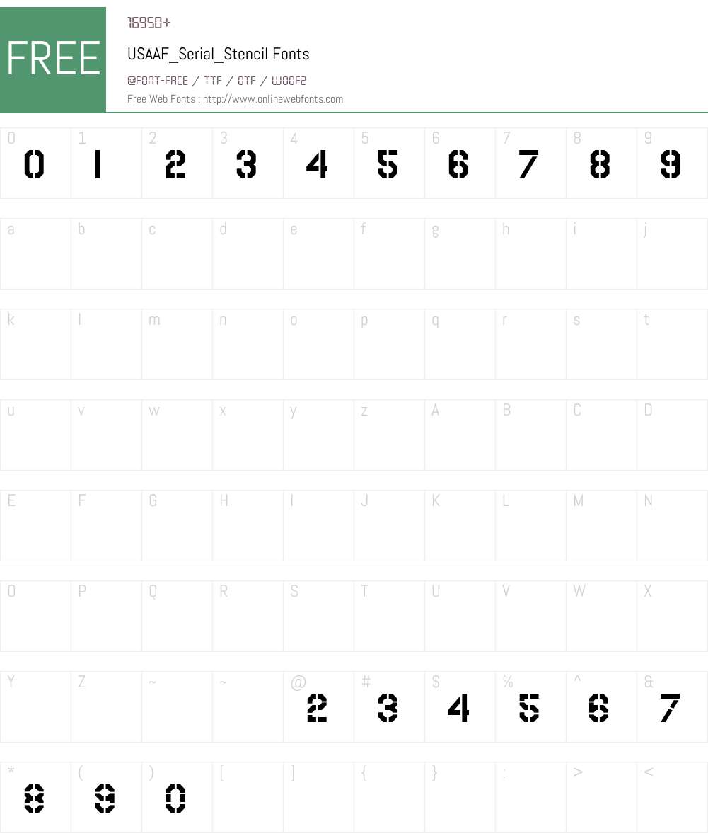 USAAF_Serial_Stencil Font Screenshots