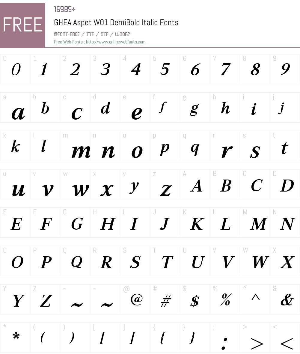GHEAAspetW01-DemiBoldItalic Font Screenshots