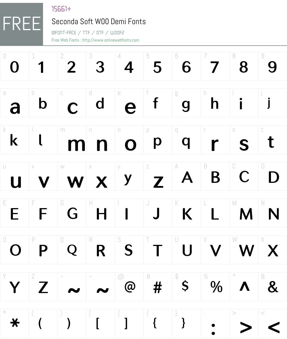 SecondaSoftW00-Demi Font Screenshots