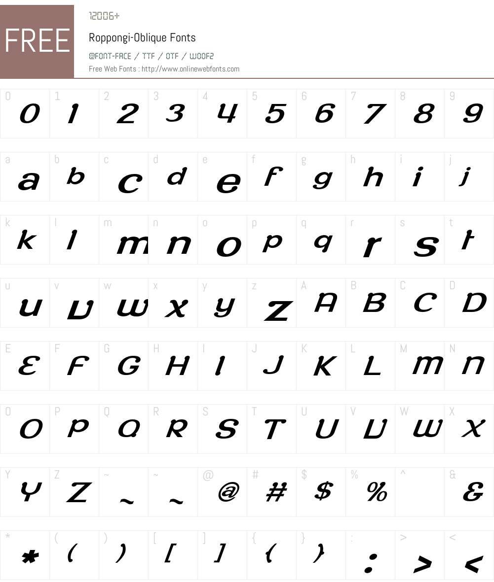 Roppongi Font Screenshots
