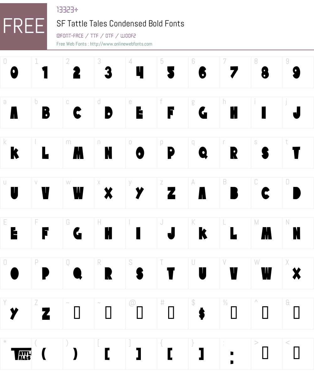 SF Tattle Tales Condensed Font Screenshots