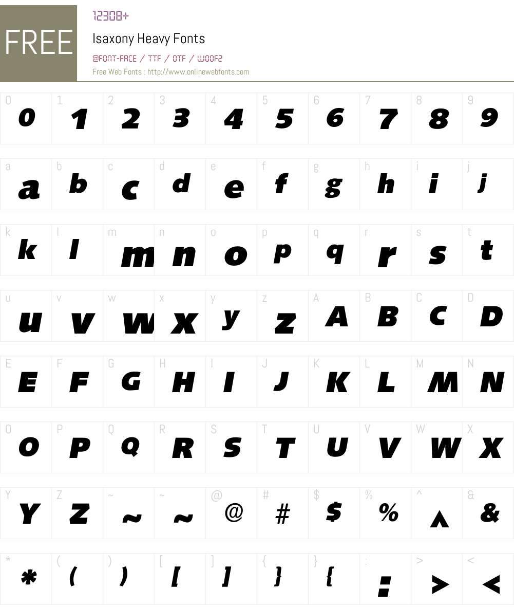 Isaxony Font Screenshots