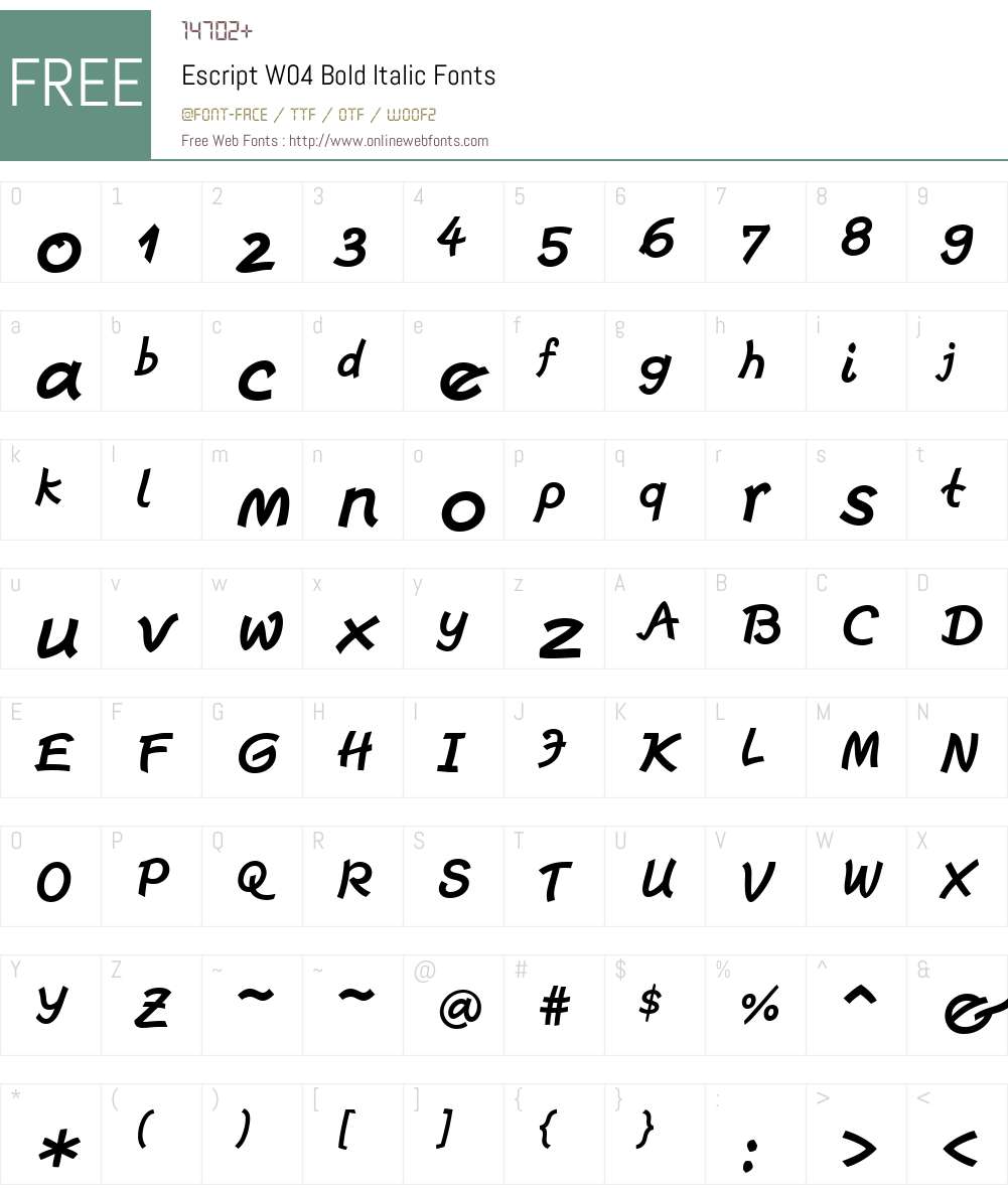 Escript Font Screenshots