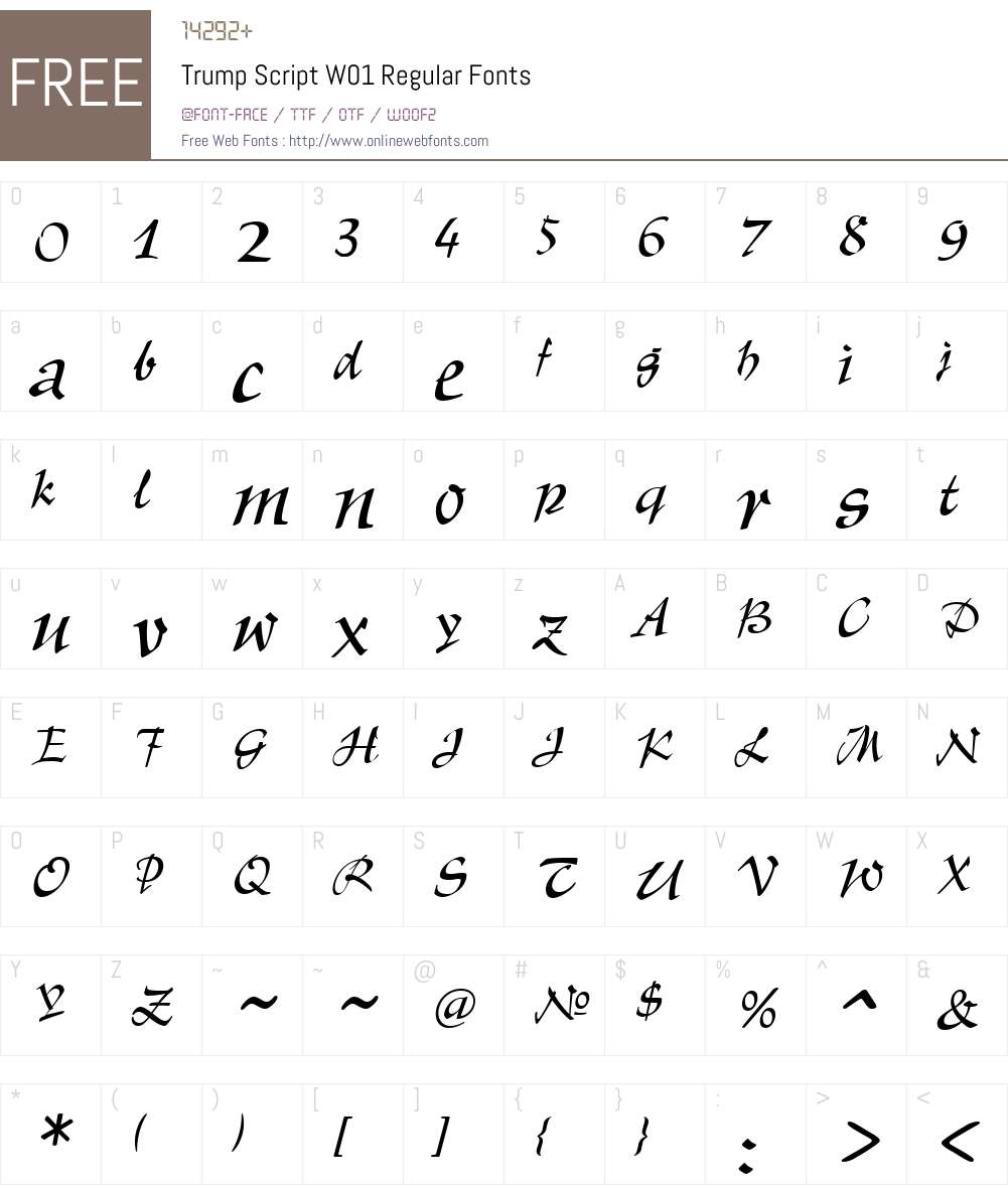 TrumpScriptW01-Regular Font Screenshots