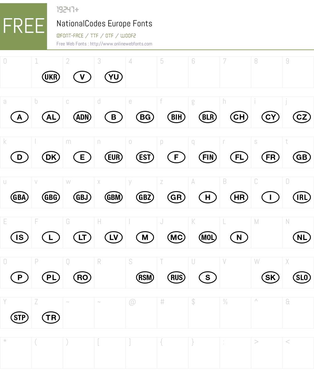 NationalCodes Font Screenshots