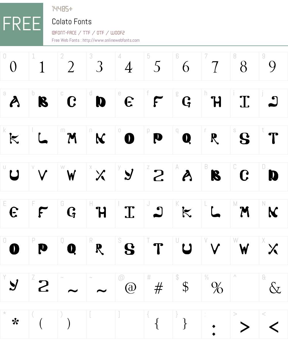 Colato Font Screenshots
