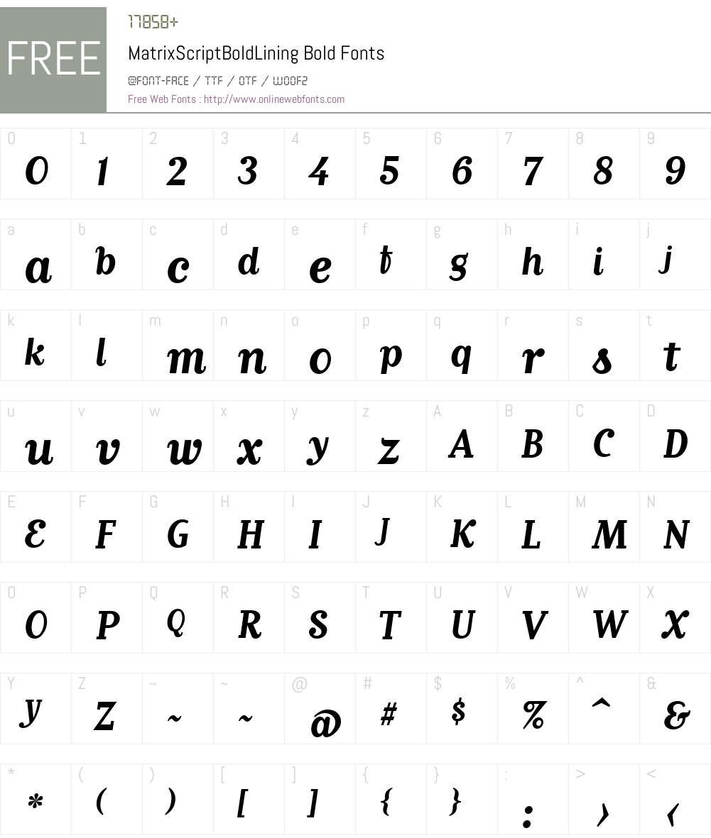 MatrixScriptBoldLining Font Screenshots