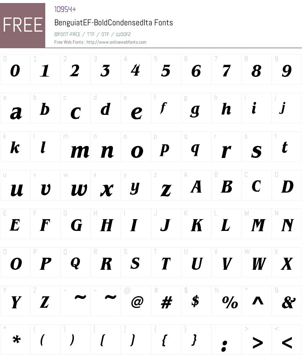 BenguiatEF-BoldCondensedIta Font Screenshots