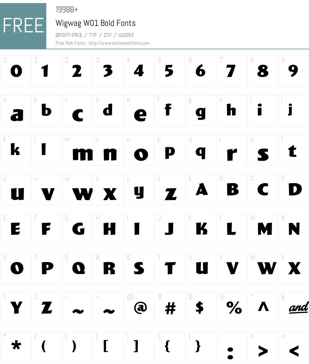WigwagW01-Bold Font Screenshots