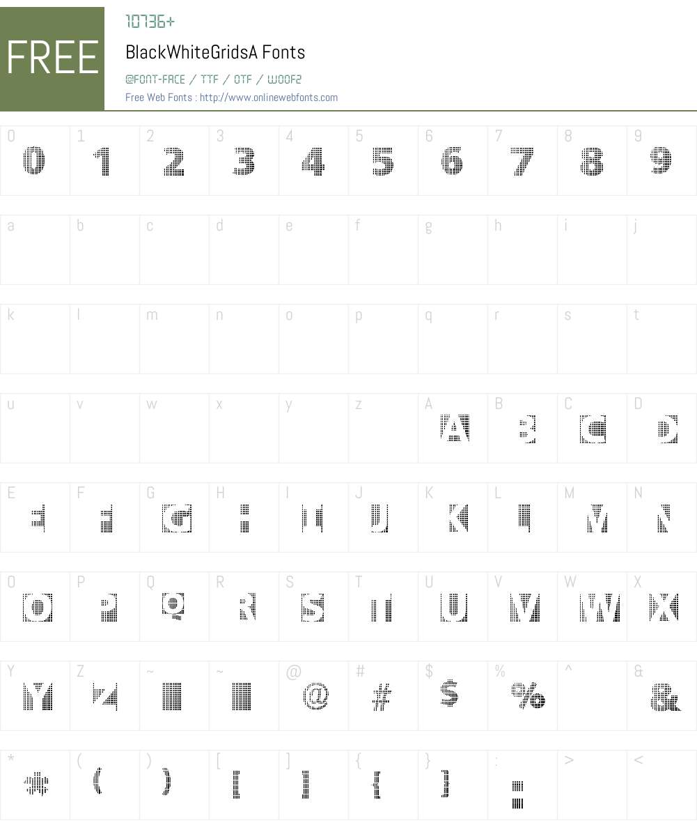 BlackWhiteGridsA Font Screenshots