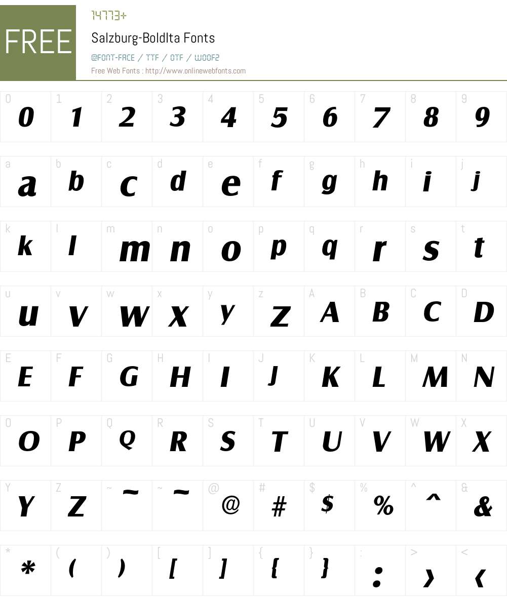 Salzburg-BoldIta Font Screenshots