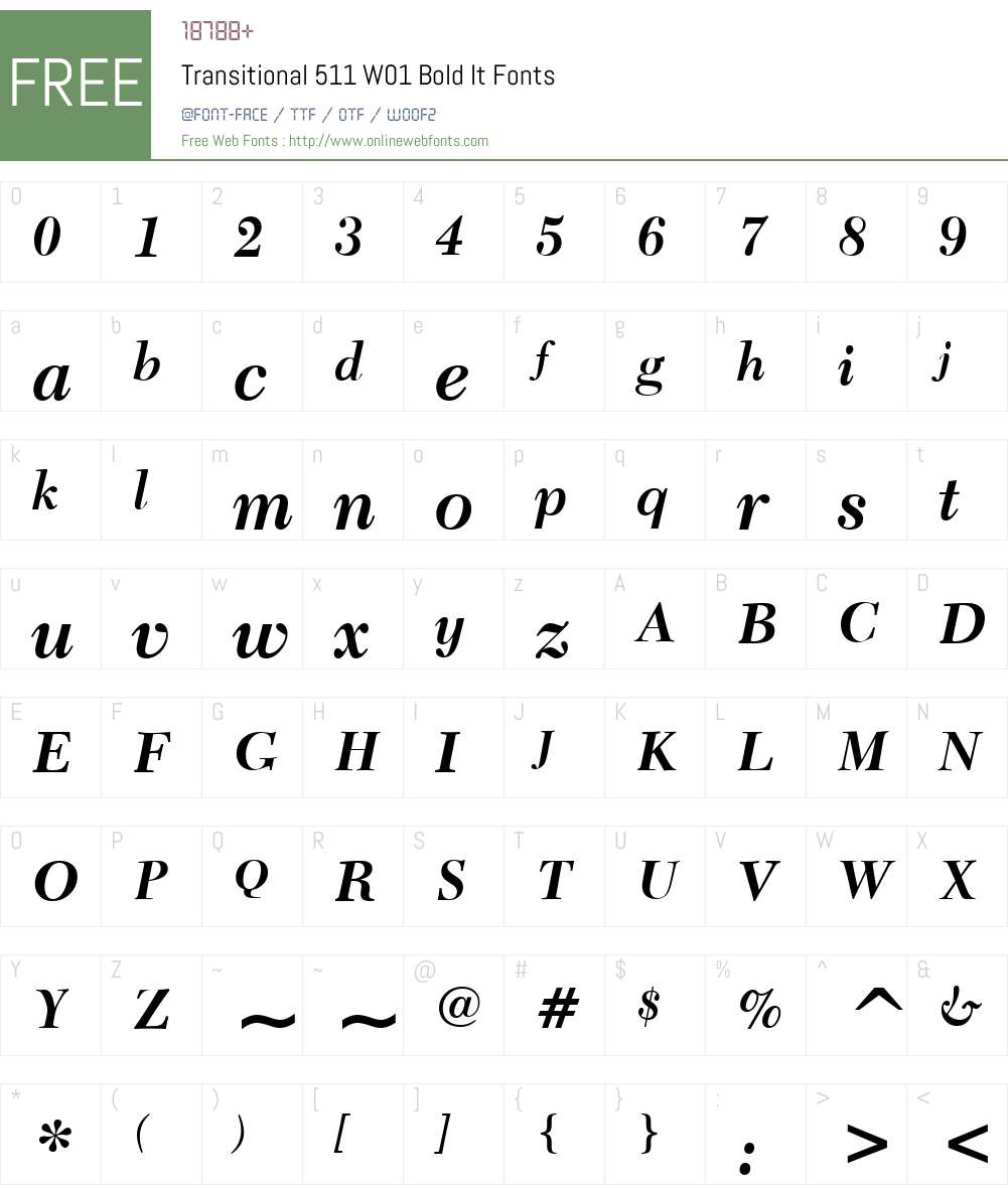 Transitional511W01-BoldIt Font Screenshots