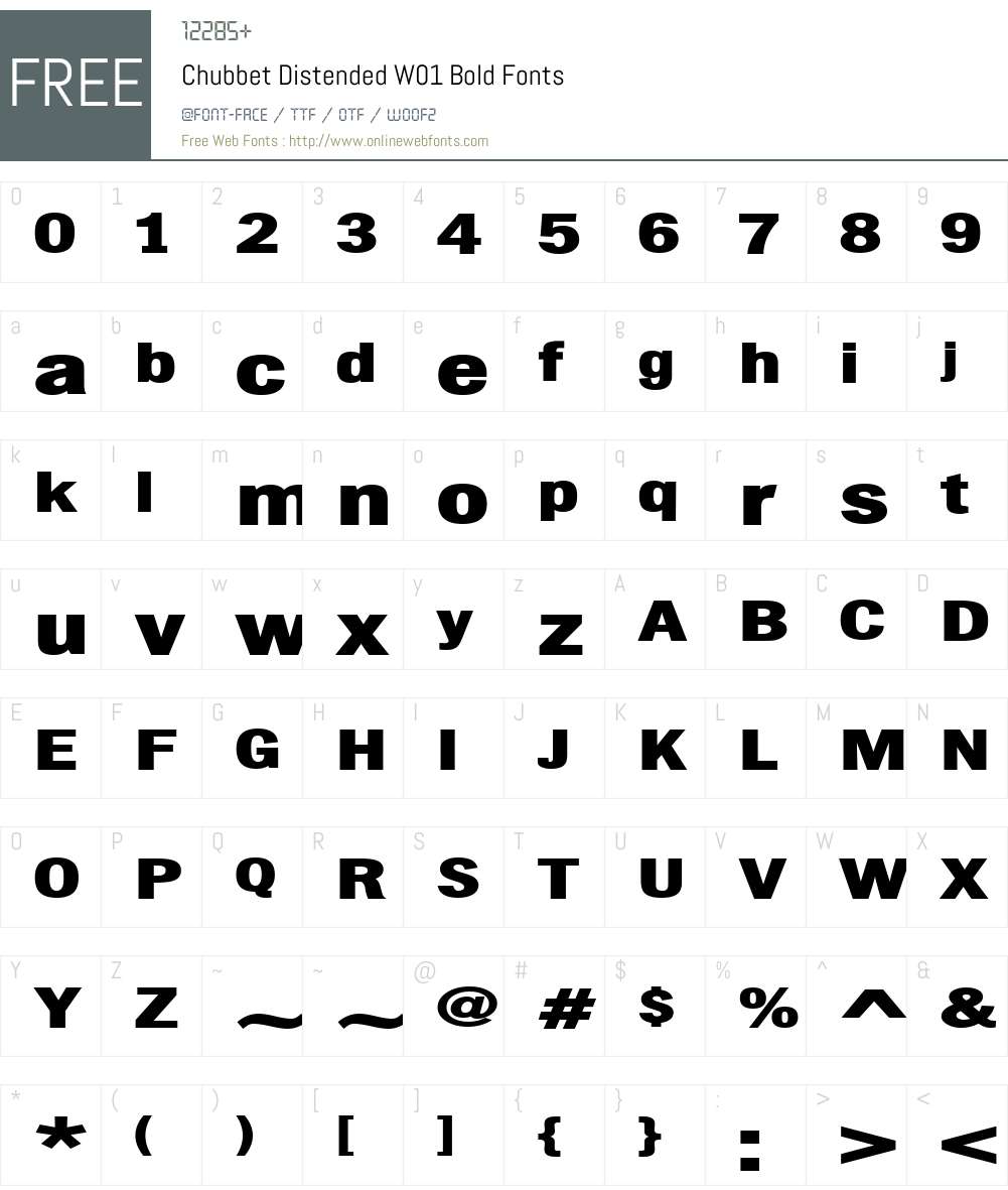 ChubbetDistendedW01-Bold Font Screenshots