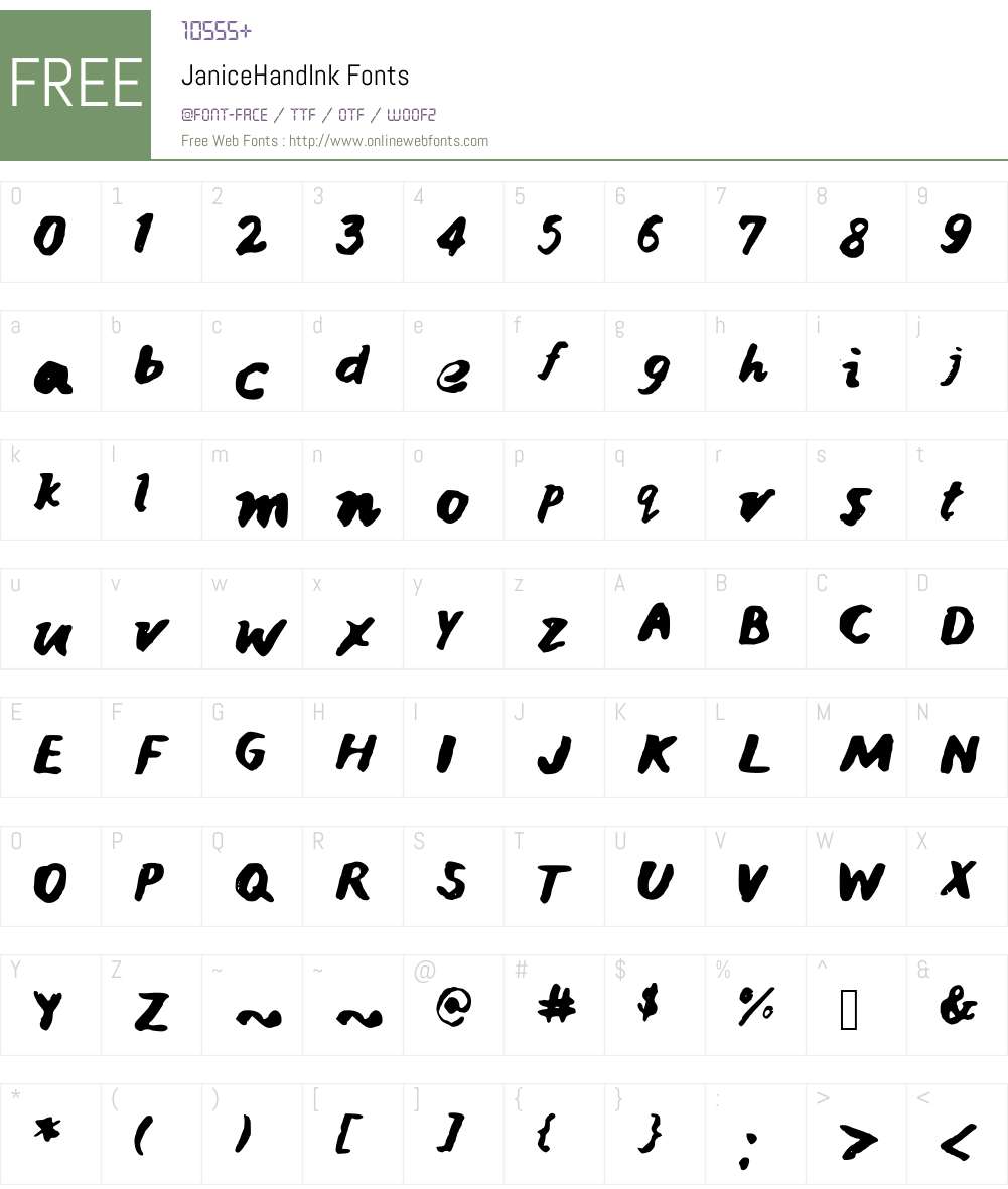 JaniceHandInk Font Screenshots