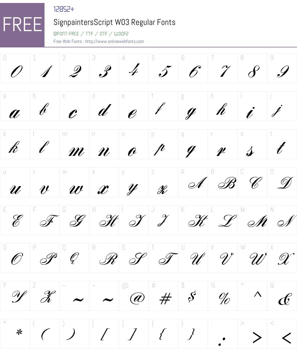 SignPainters Script Font Screenshots