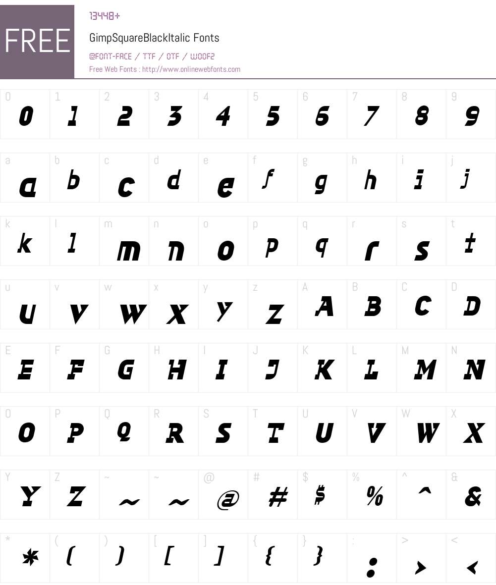 GimpW00-SquareBlackIt Font Screenshots
