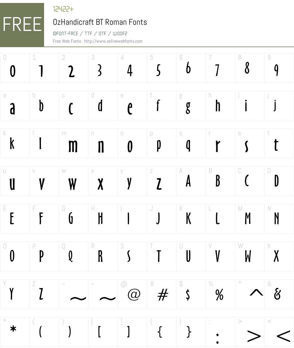 OzHandicraft BT Font Screenshots