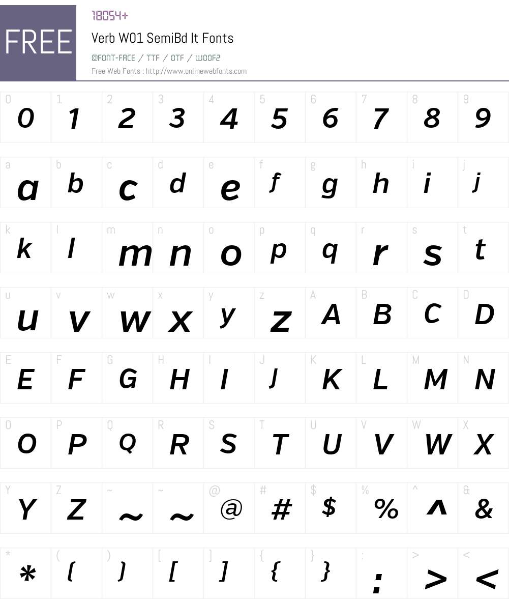 VerbW01-SemiBdIt Font Screenshots