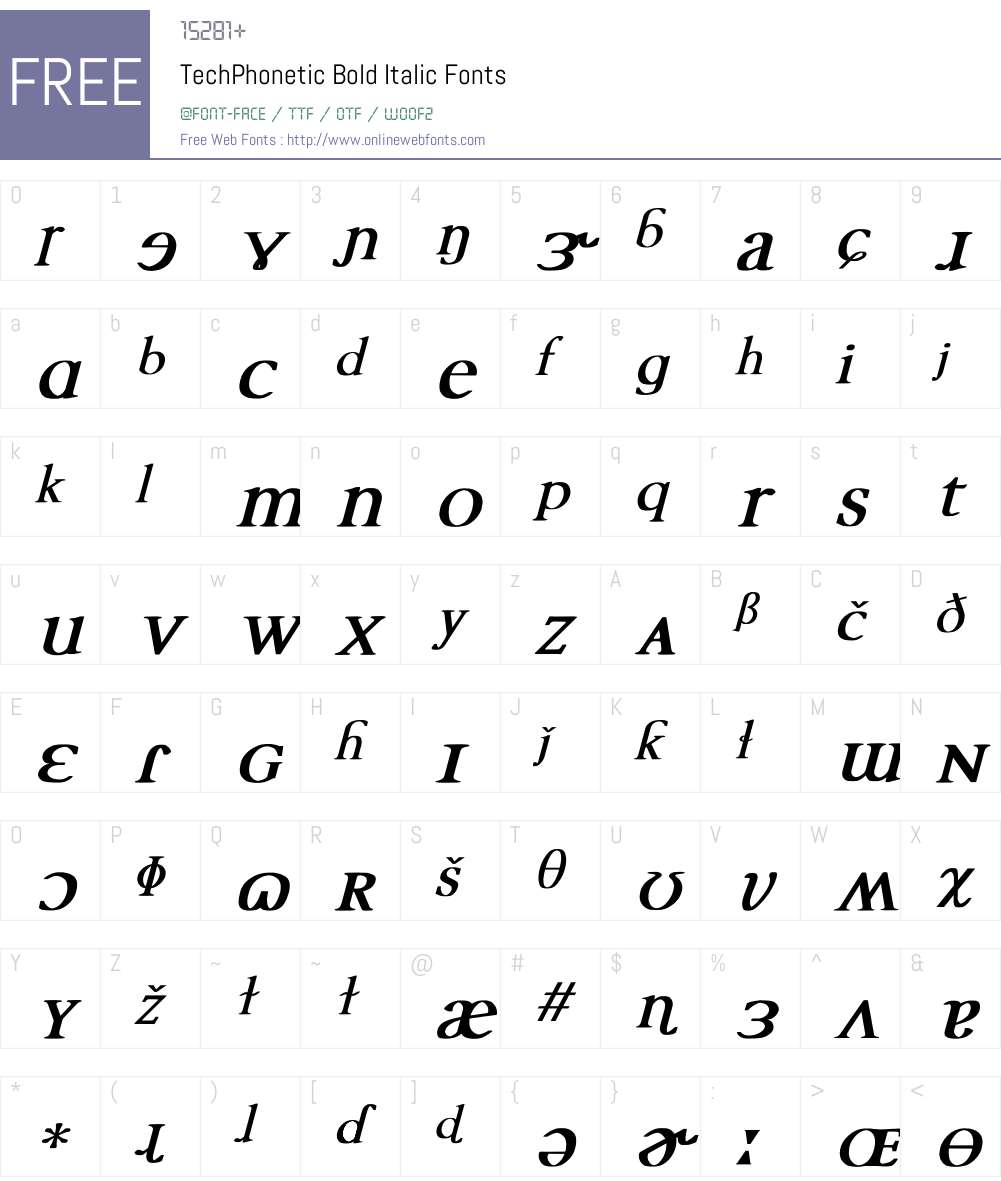 TechPhonetic bold italic Font Screenshots