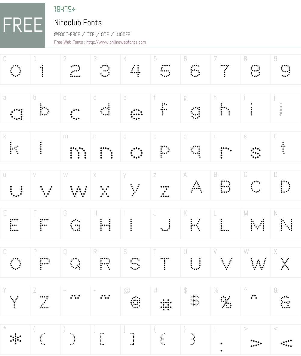 Niteclub Font Screenshots