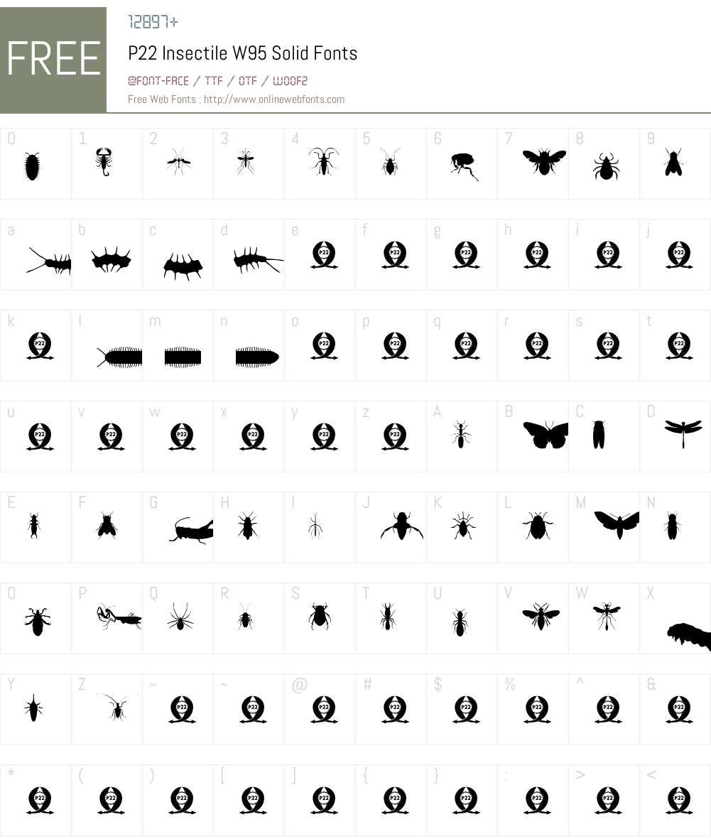 P22InsectileW95-Solid Font Screenshots