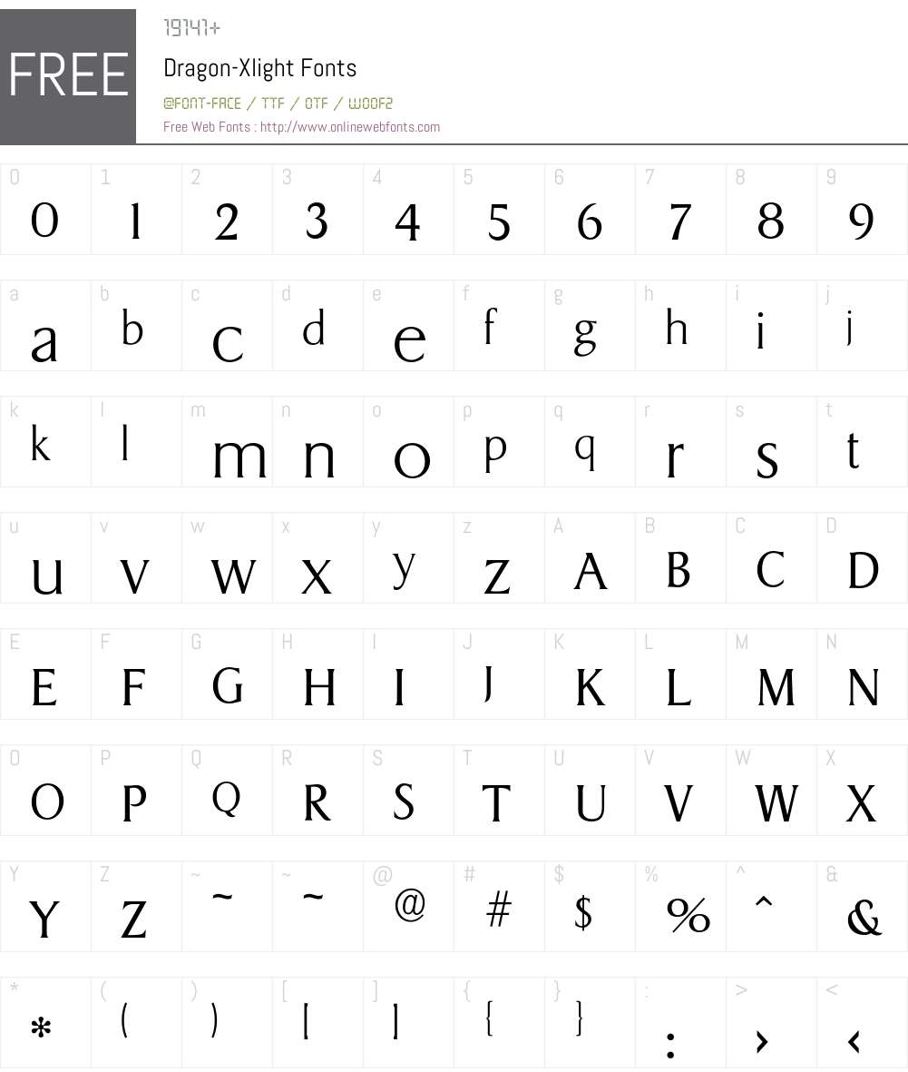 Dragon-Xlight Font Screenshots