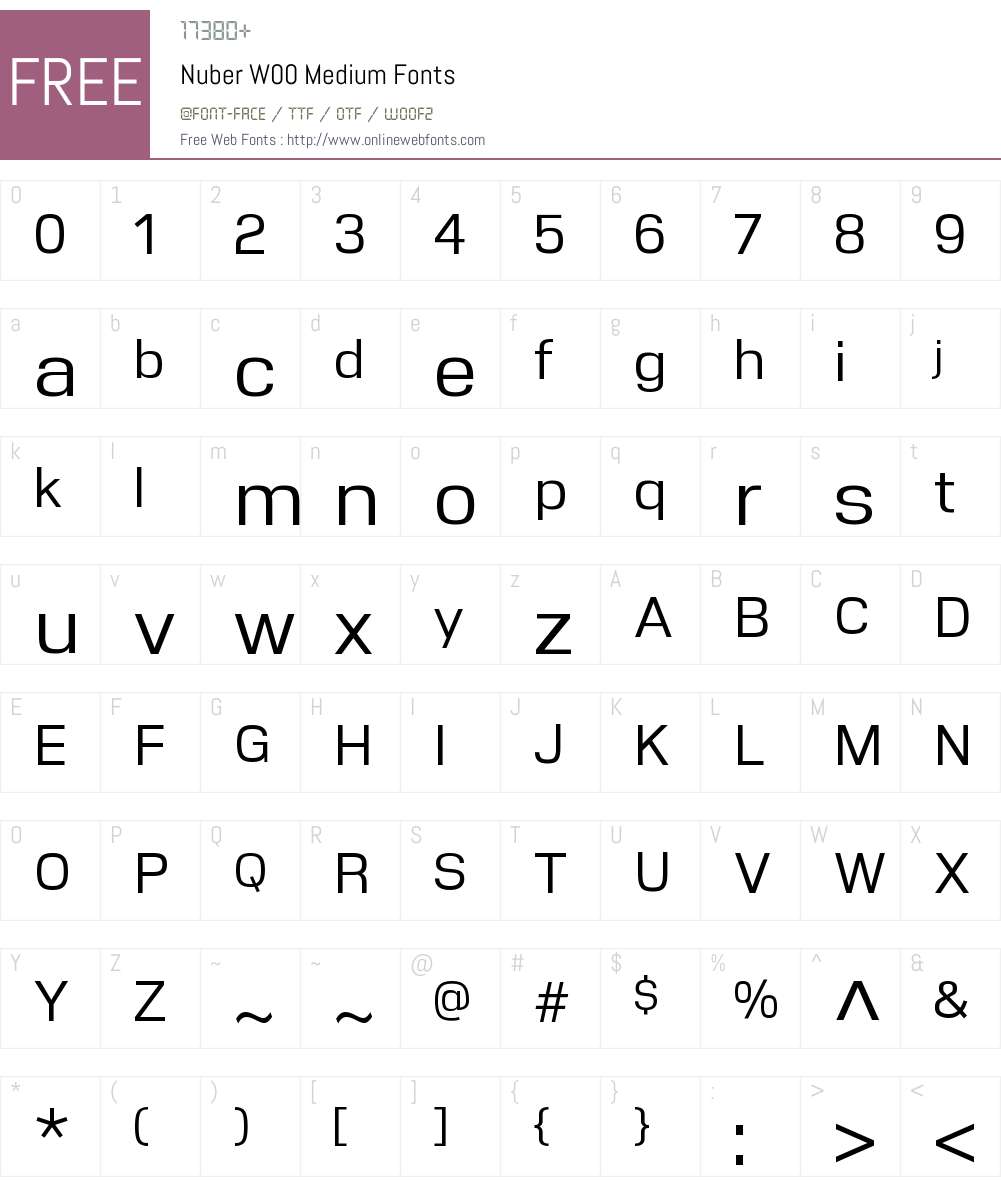 NuberW00-Medium Font Screenshots