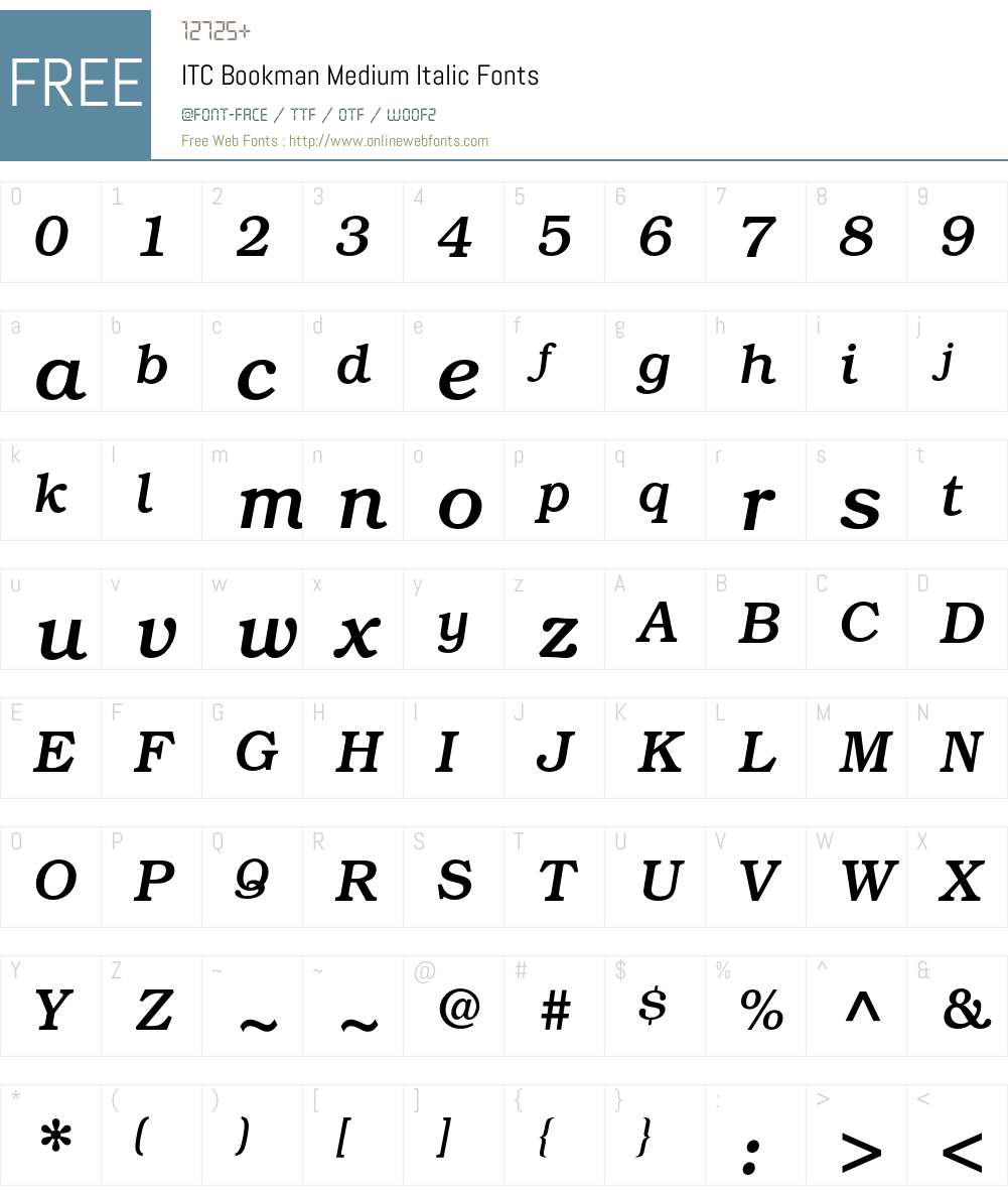 ITC Bookman Font Screenshots
