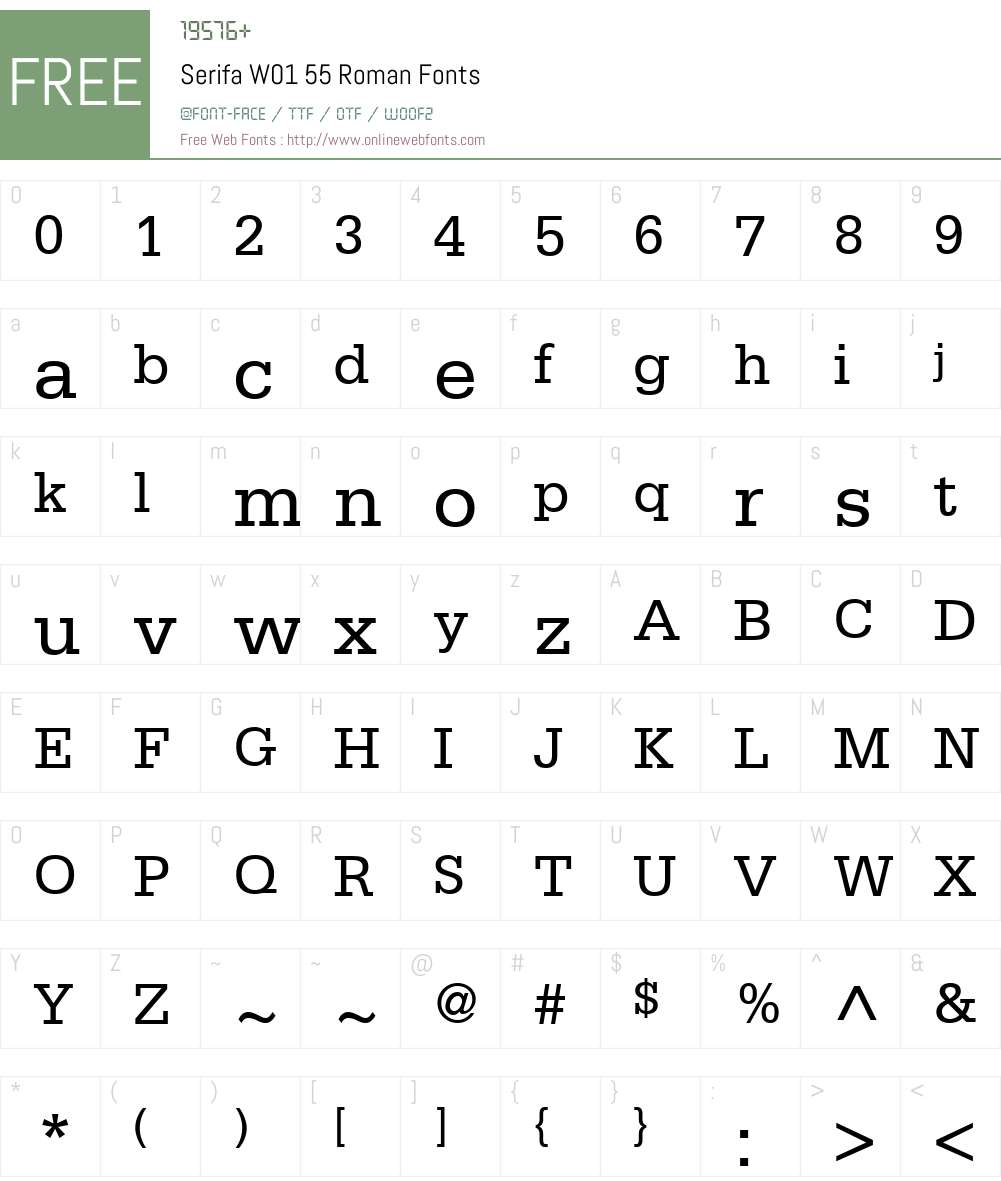 SerifaW01-55Roman Font Screenshots