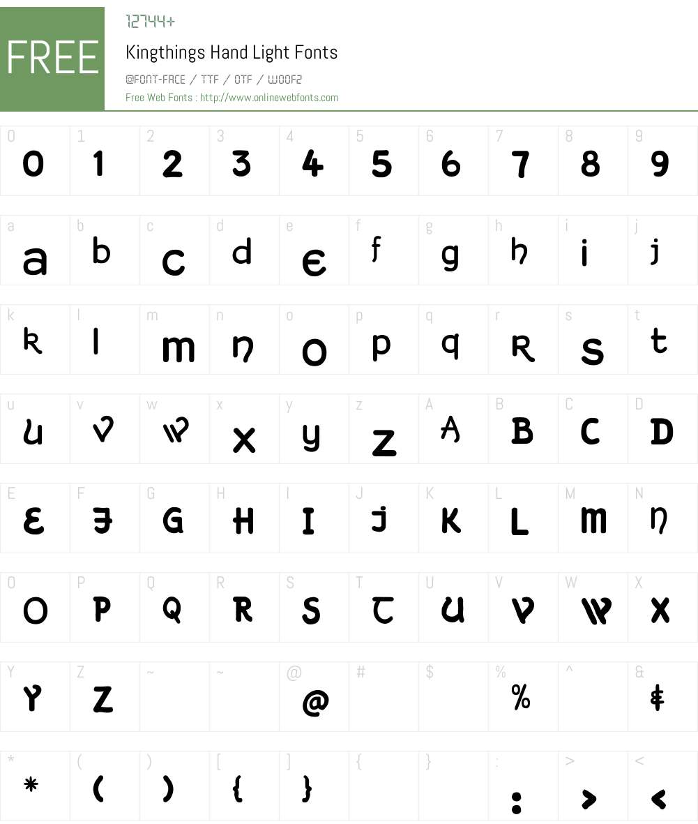 Kingthings Hand Light Font Screenshots