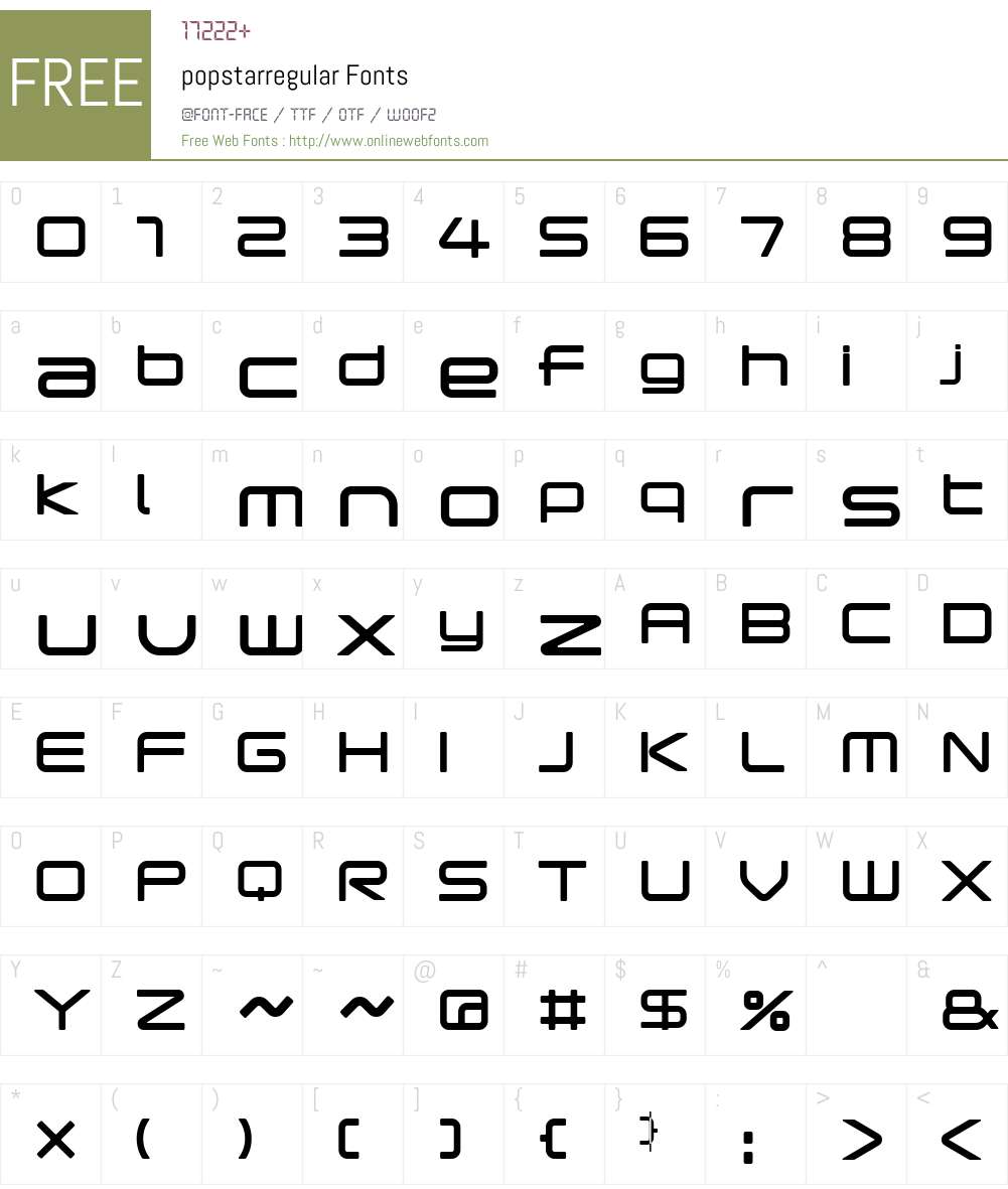 popstarregular Font Screenshots